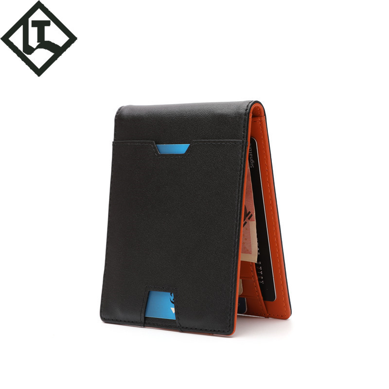 跨境美金男士钱包 真皮超薄亚马逊钱夹wallet men 美金夹钱包RFID