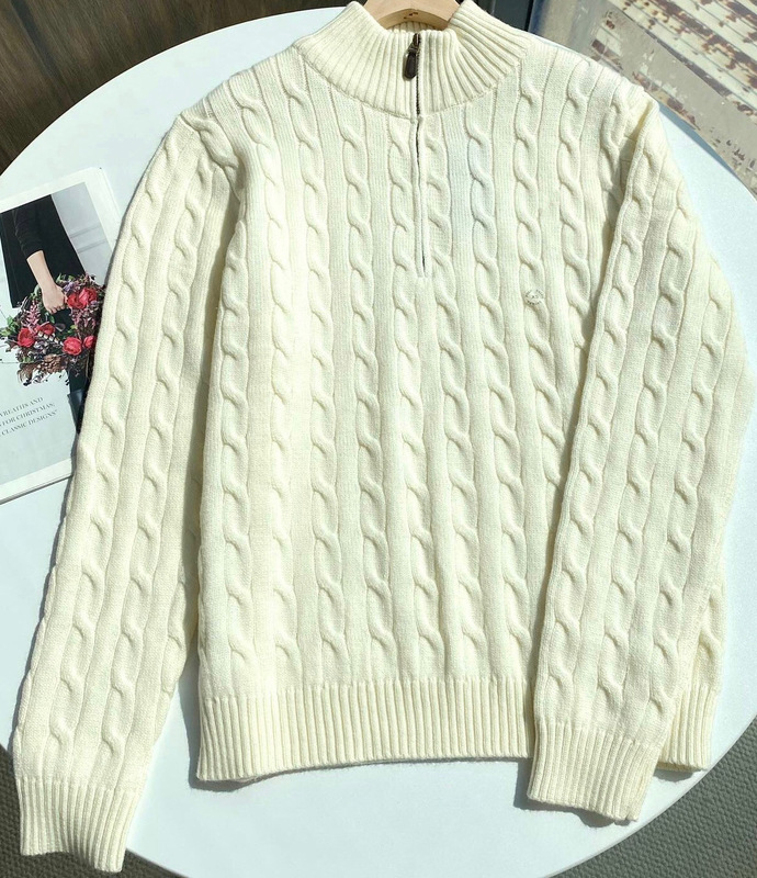高品質/スキャン可能ラフ90ウール10カシミヤクラシックポニーウール半ジッパーセーターニット|undefined