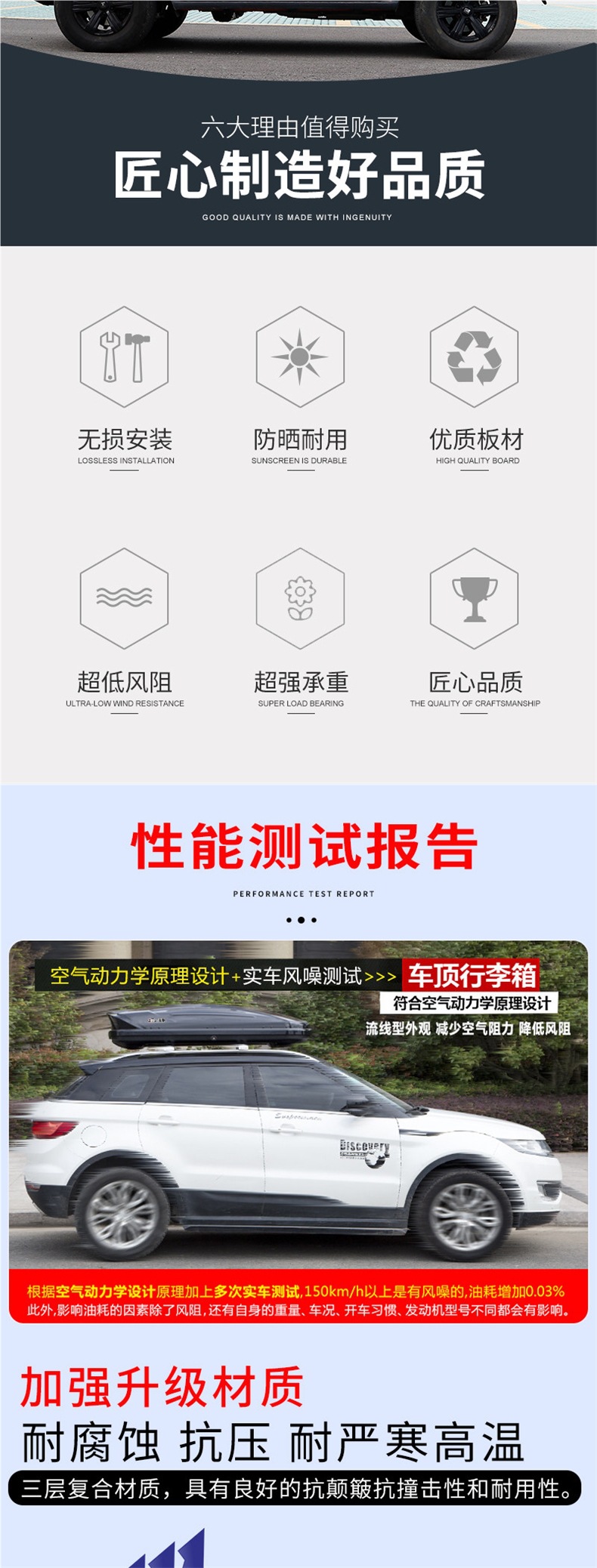 2026 New Model Roof Luggage Box Factory Direct Sale Large Capacity Ultra-thin Universal Off-road SUV Modified Travel Box Rack