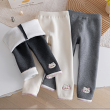 女童裤子冬装2025新款洋气宝宝修身儿童加绒裤子打底裤弹力修身裤