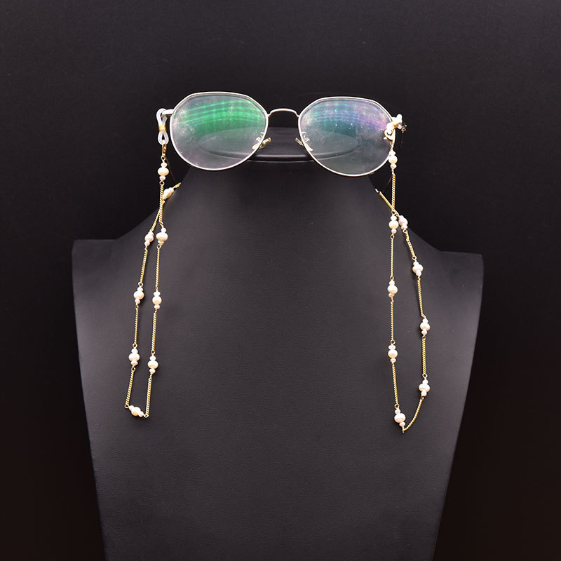Cadena de gafas de perlas naturales nuevos accesorios de moda transfronterizos europeos y estadounidenses máscaras decoraciones de cadena de alta calidad al por mayor