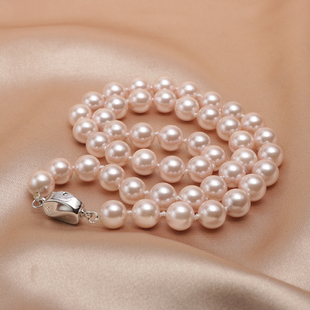 Deep Sea Shell Necklace Women's Pink Shell Beads Pearl Round Light Clavicle Chain Mother's Day Gift