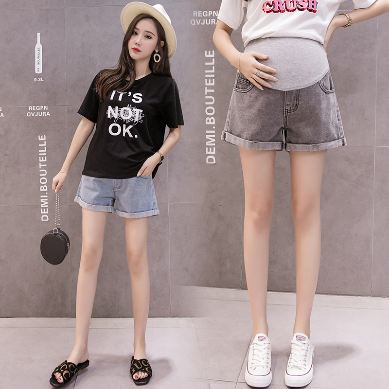 3323 # Customized Maternity Denim Shorts M-3Xl Summer Loose Thin Fashion Casual Korean Style Belly Support Pants 3323 # Customized Maternity Denim Shorts M-3Xl Summer Loose Thin Fashion Casual Korean Style Belly Support Pants