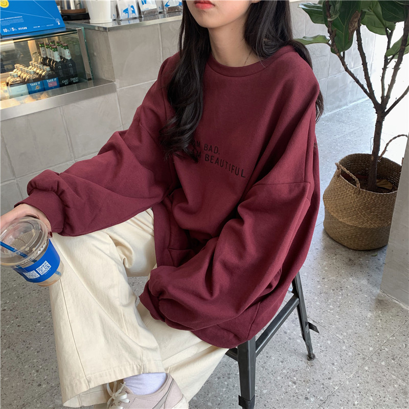 INS SUPER FIRE SWEATSHIRT 여성의 늦은 가을 모자없는 인터넷 연예인 2024 새로운 한국 유행 학생 느슨한 플러스 사이즈 재킷