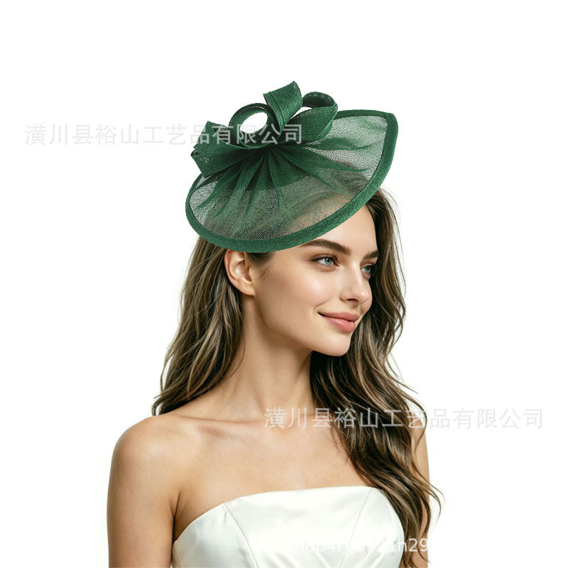 Cross-border bestseller: Horse Racing Club top hat, feather headpiece, hat, mesh headpiece, stage hair accessory, French-style small top hat