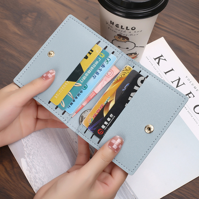 Titular de la tarjeta de las mujeres ultrafino pequeño banco titular de la tarjeta de identificación Licencia de Conducir pequeña billetera simple delgada anti-desmagnetizante titular de la tarjeta