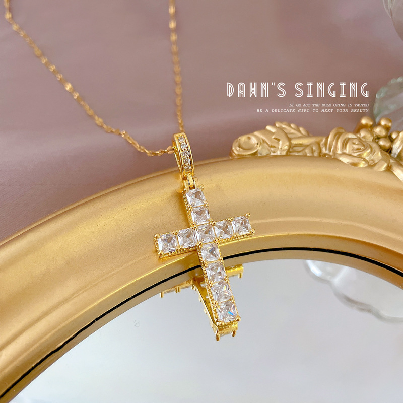 Collana statement di lusso con zirconi per donna in acciaio_voghion.com