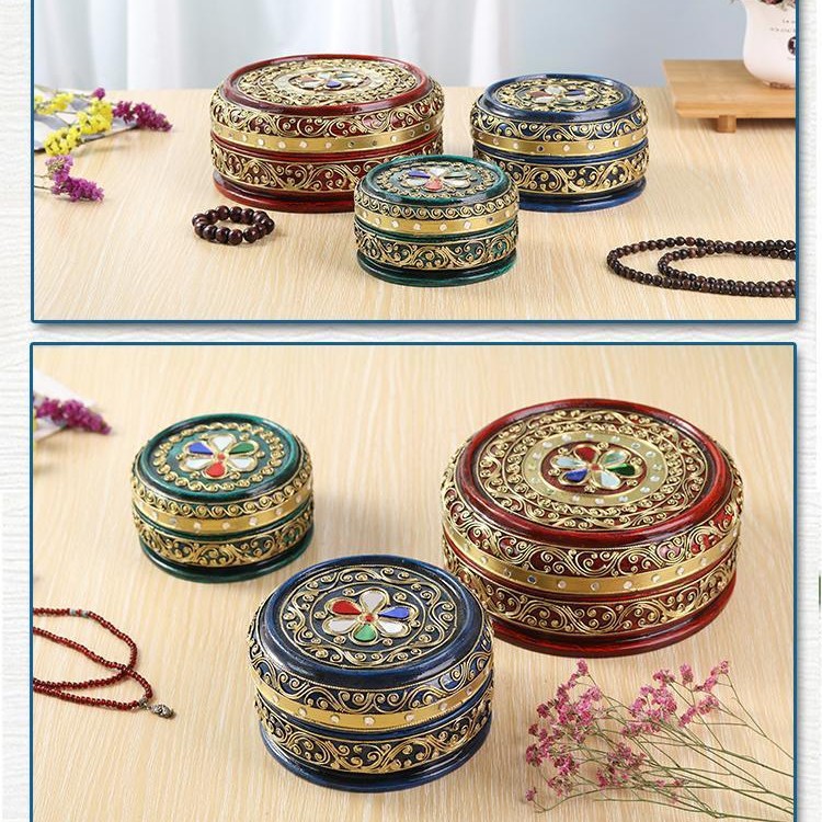 泰国进口首饰盒 创意家居实木复古收纳盒东南亚风格储物盒