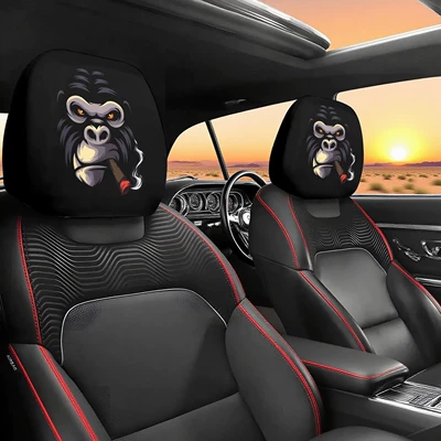 Universal seat cover – labeled and shipped on behalf of - smoking-orangutan-double-sided-printing-1-piece