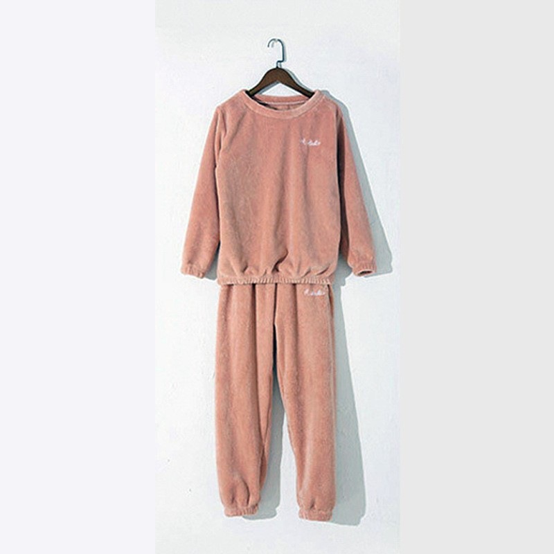 秋冬季珊瑚绒睡衣套装女加绒加厚家居服时尚可外穿法兰绒开衫睡袍|undefined