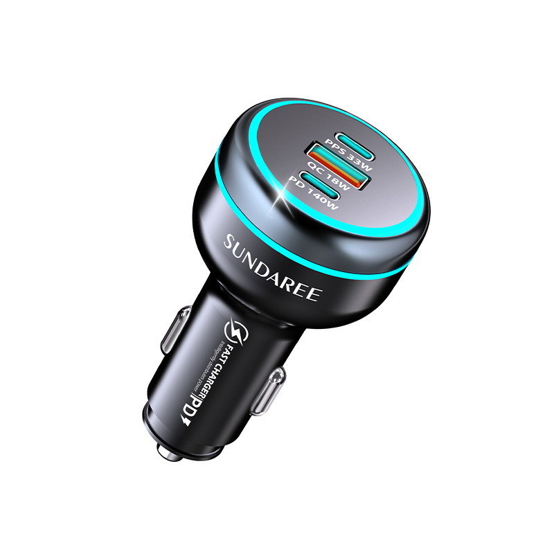 191W Yüksek Güçlü Araç Şarj Cihazı Süper Hızlı Şarj Tipec+USB Arayüzü Araç Şarj Başlığı 230W Yüksek Güçlü