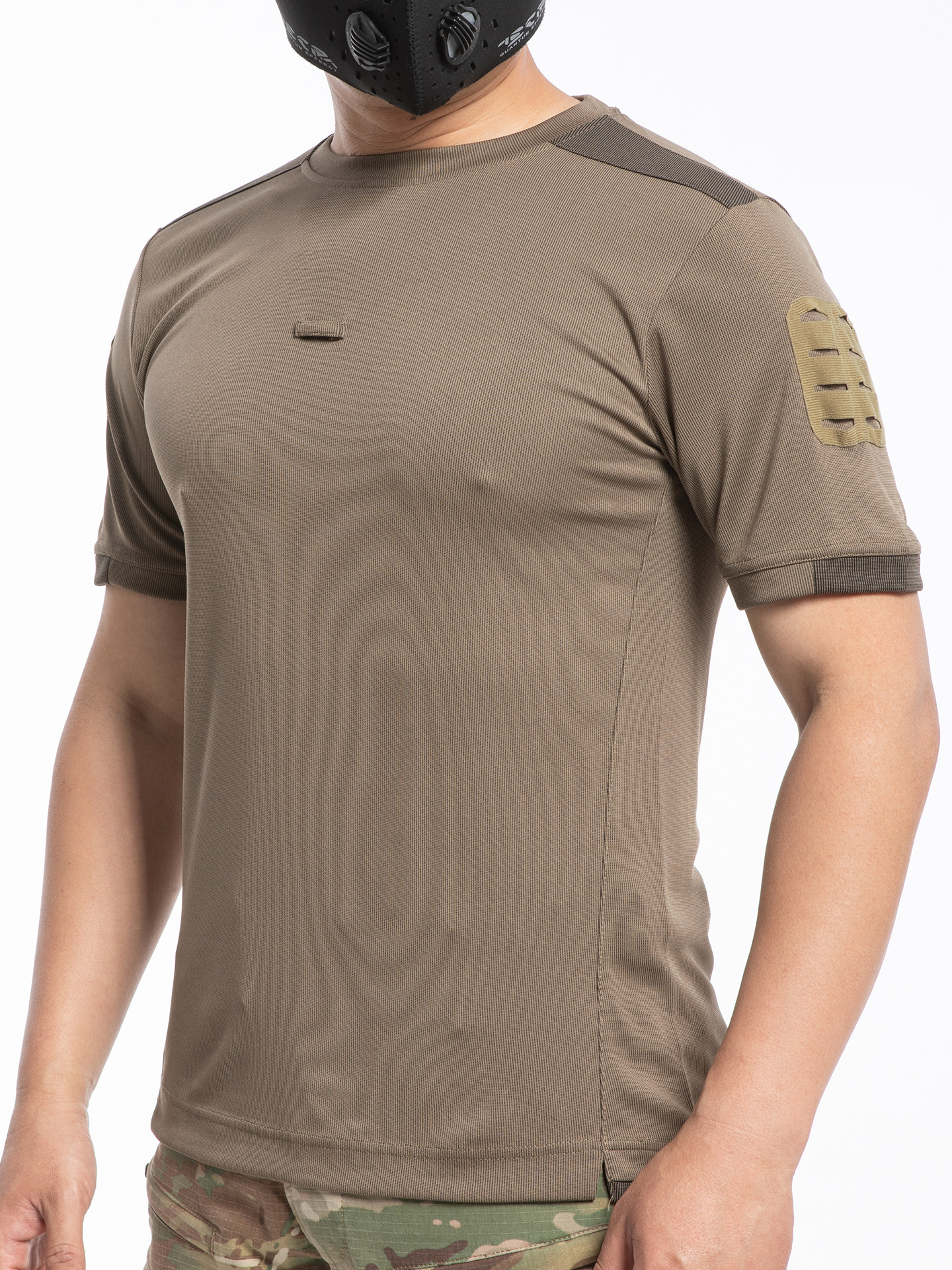 Men's tactics breathable T-shirt with a round collar