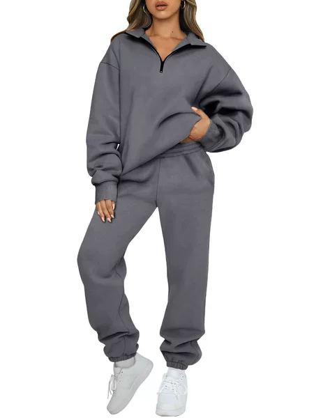 Cross-Border 2025 New Hot-Selling Tk European and American Style Half-Zip Fashion Stand-Collar Sweatshirt Casual Jogger Pants Set Wholesale