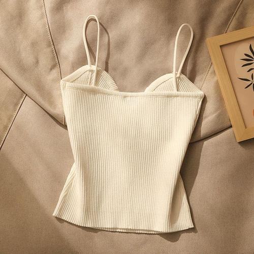  Summer New High-End Chanel-style Knitted Camisole Tank Top Backless Bodysuit for Women to Wear as a Base Layer or Outerwear Sleeveless Beautiful Back Short Top