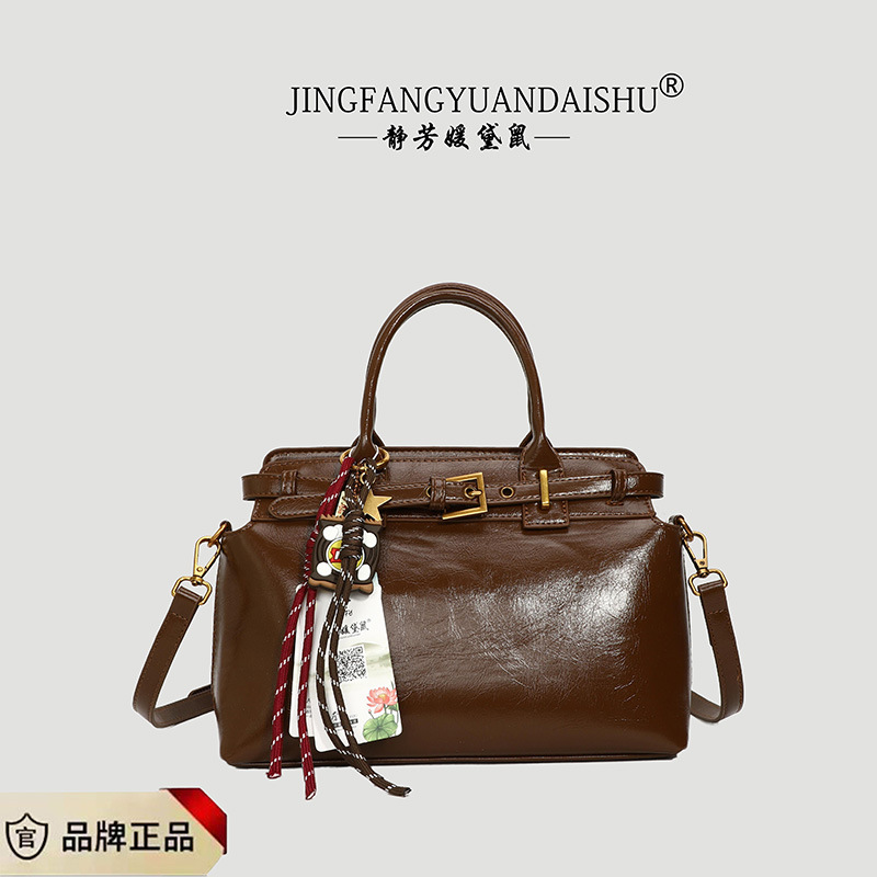 2024 otoño e invierno nuevo estilo de moda de alta gama Kelly Tote bolso de mano de un solo hombro retro de gran capacidad para viajeros transfronterizos