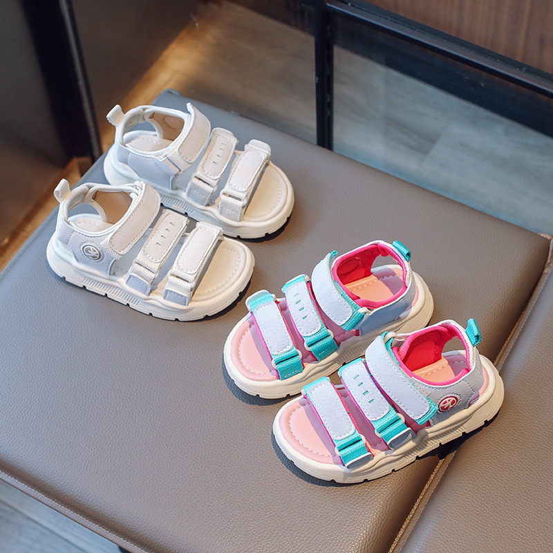 Summer Brand Children's Beach Shoes 2024 New Girls Velcro Casual Shoes Korean Style Boys Sandals