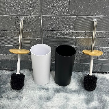 Doméstico piso de bambú cubierta inodoro cepillo de baño herramienta de limpieza de baño multifuncional cuclillas sin esquina muerta conjunto de cepillo
