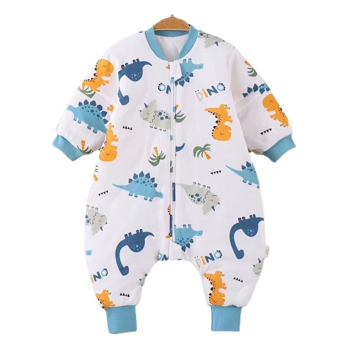 Spring and Autumn New Double-layer Pure Cotton Baby Sleeping Bag Four Seasons Universal Detachable Sleeve Children's Split-leg Sleeping Bag Kick-proof Quilt