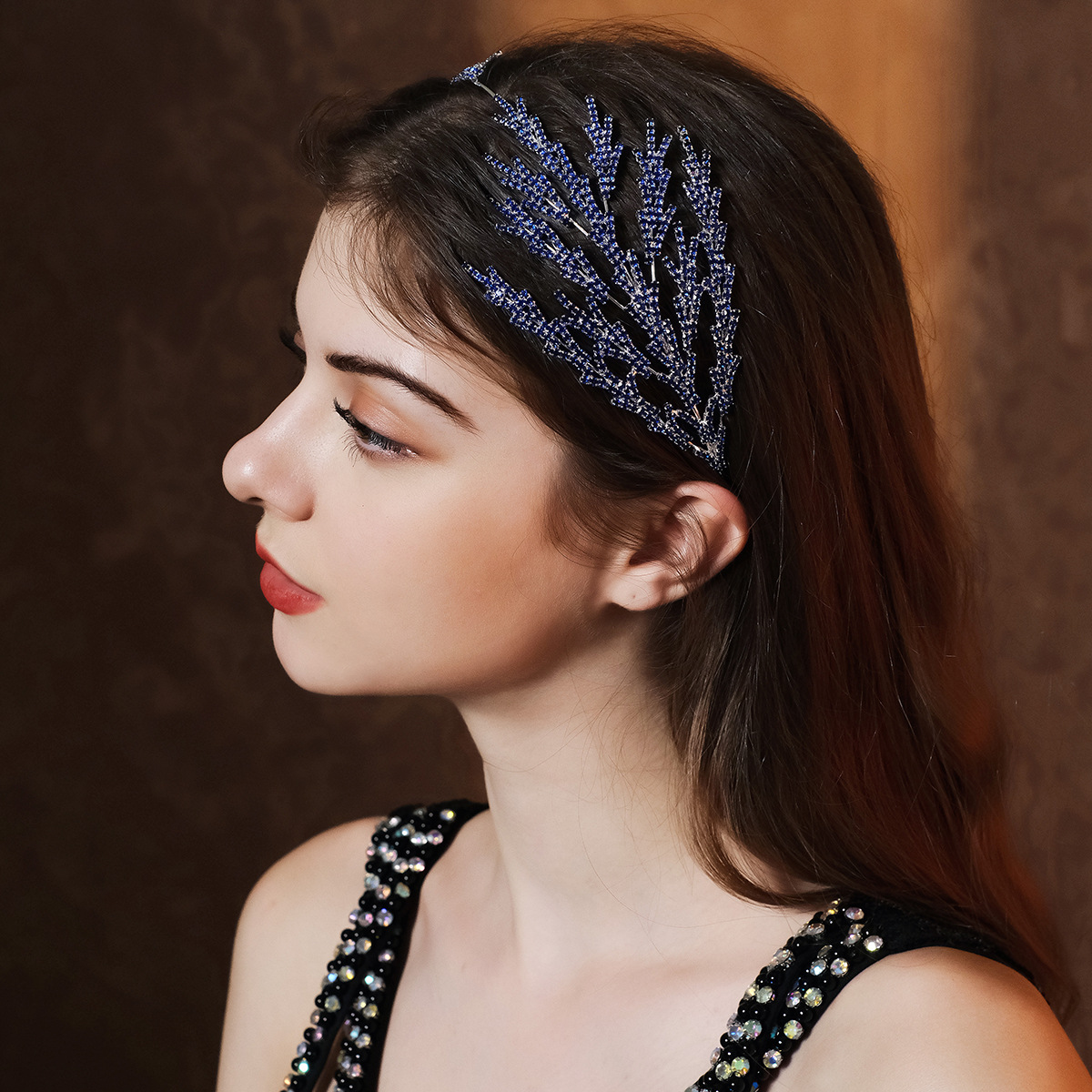 Accesorios para el cabello de novia transfronterizos europeos y americanos, diademas de joyería para fiestas de graduación y bodas, diademas de lujo versátiles de ala ancha con diamantes de imitación.