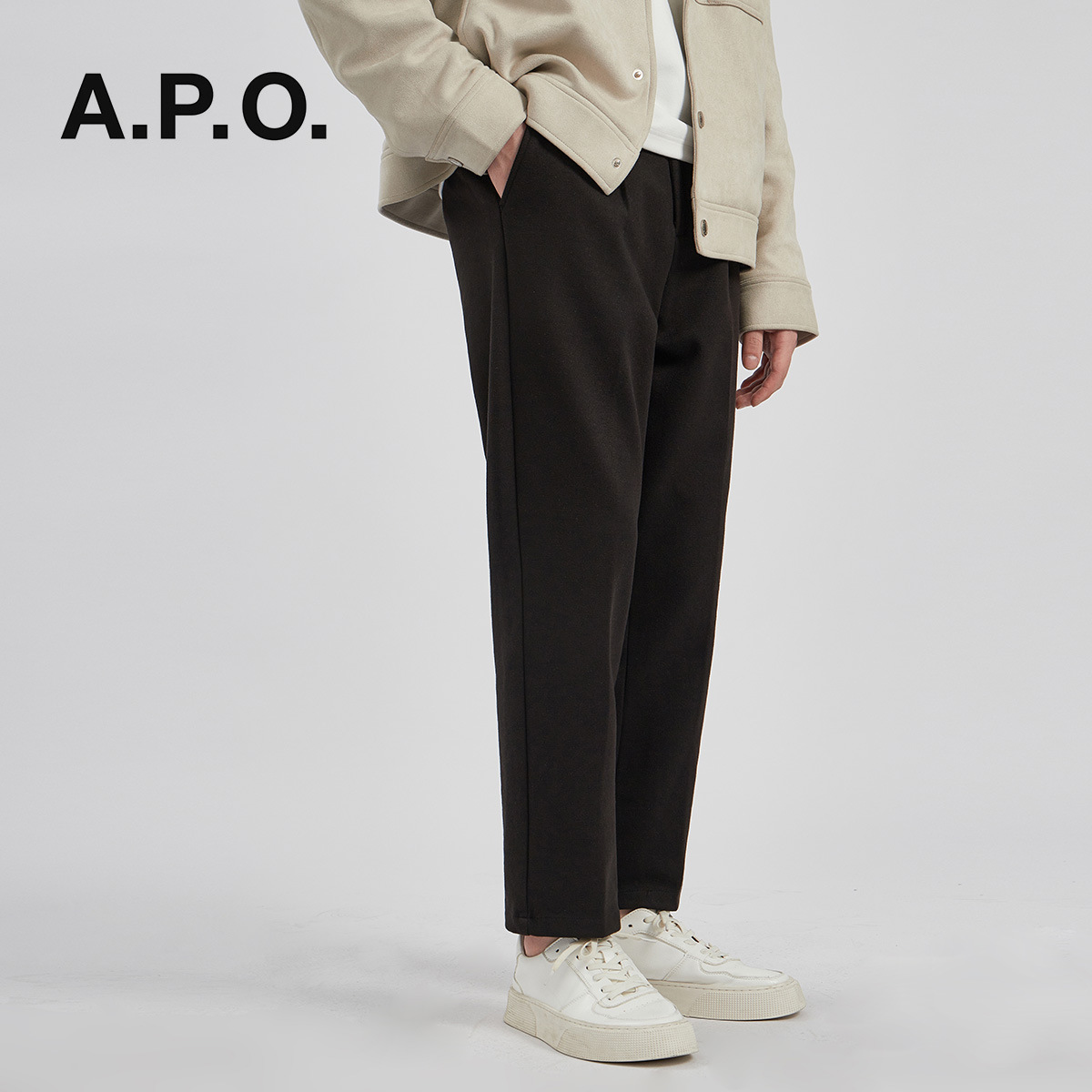 Ropa de hombre APO | pantalones de lana pantalones de pierna recta 2024 invierno nuevo estilo coreano antiarrugas pantalones casuales para hombres