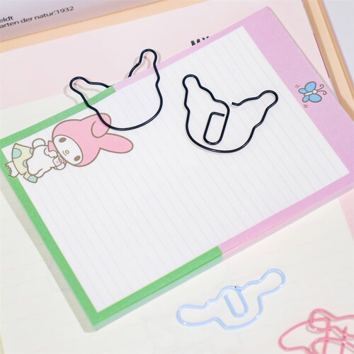 Student cartoon cute cinnamon dog shape paper clip Kuromi metal bookmark clip paper folder decorative pin