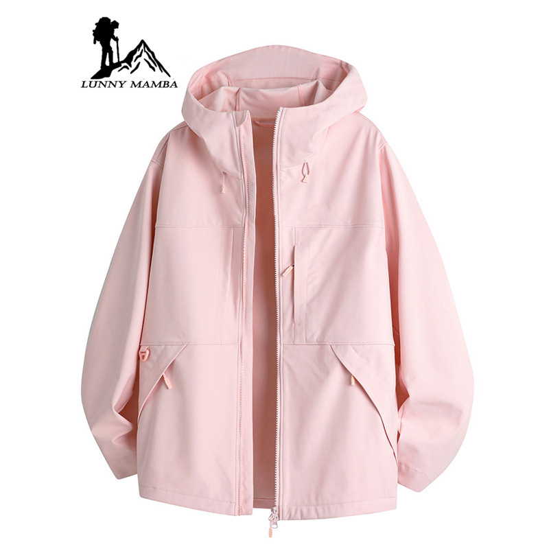 Big Brand Pink Softshell Jacket for Women 2026 New Spring Style Super Stylish Design Windproof Hooded Windbreaker Jacket