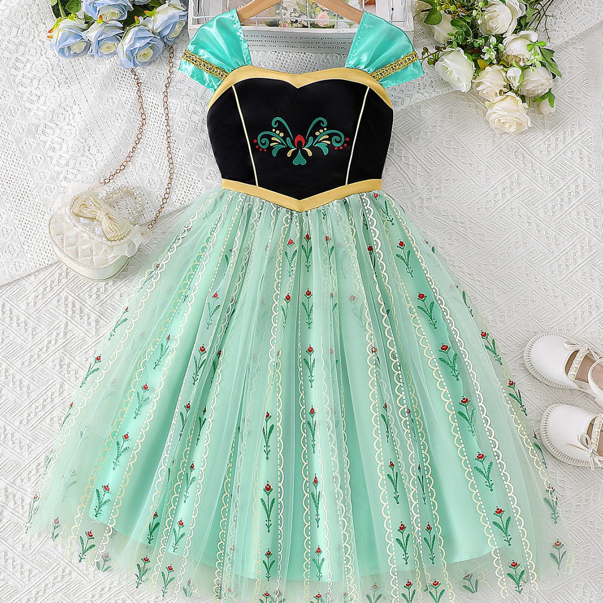 2025 Summer Frozen Anna Princess Dress Halloween Christmas Dress Girls dress Long Foreign Trade