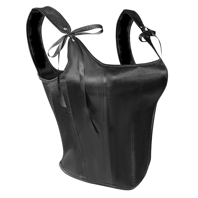 Nuevo comercio electrónico transfronterizo suministro retro chaleco negro de corte correa de pecho camisa de dama correa corset