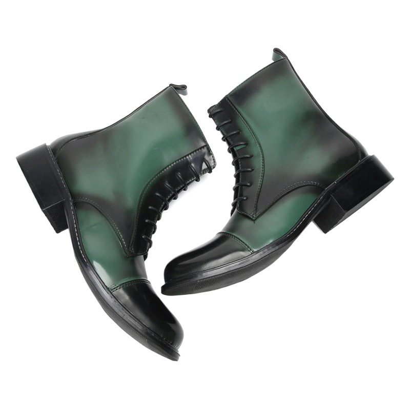 Ботинки Мужские осенне-зимние новые мужские зеленые ботинки Martin из воловьей кожи с крокодиловым узором, Модные индивидуальные ботинки Goodyear