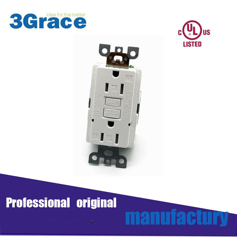 专供美国漏电保护GFCI插座自测故障断路器双灯自动监控带wr/tr