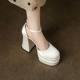 12cm Wedding Shoes Wedding Dress Artifact Small Thick Heel Platform Bottom Waterproof Platform Mary Jane High Heels 2024 Autumn New
