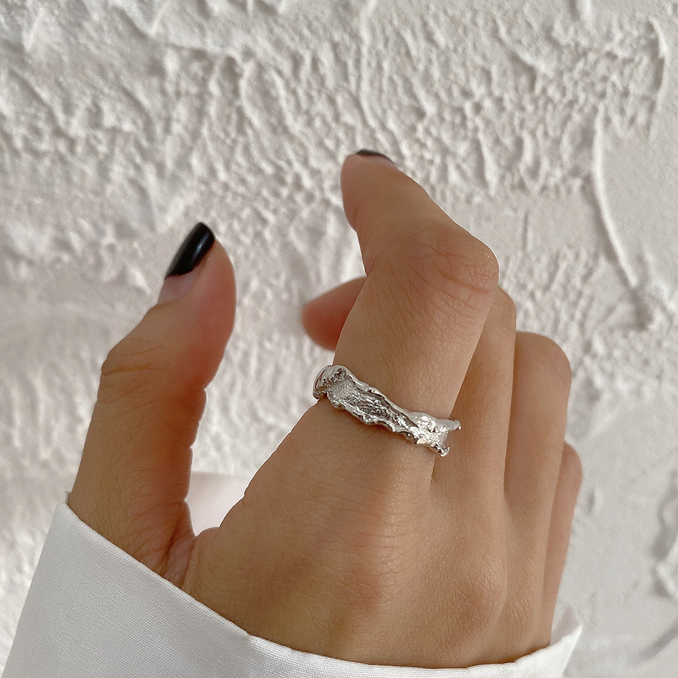 7g Weight Open Ring Classification Adjustable Ring Size 1 Piece Quantity 925 Sterling Silver Irregular Solid Color Open Ring