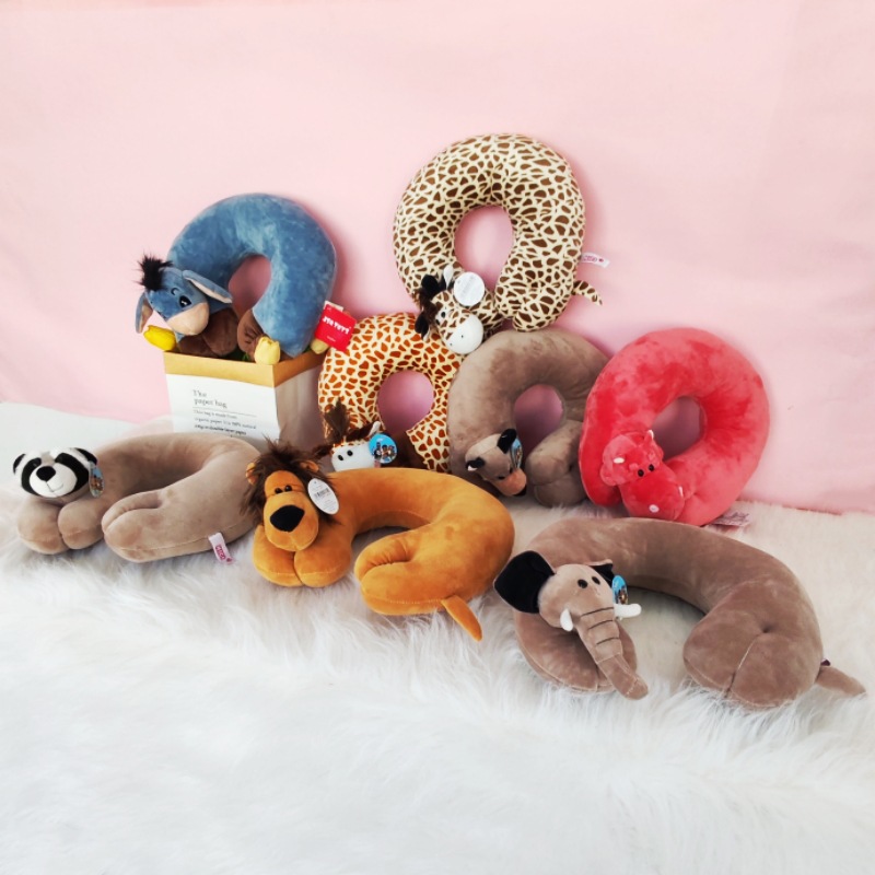 Almohada en forma de U con diseño de animales de dibujos animados, almohada para el cuello, almohada para la siesta en la oficina, almohada para el reposacabezas del coche, almohada en forma de U de espuma viscoelástica, extraíble y lavable image 4