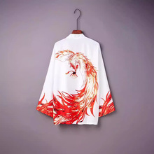 国风火凤凰龙图腾仙鹤八卦鲤鱼披风元素羽织开衫和服浮世绘3D印花