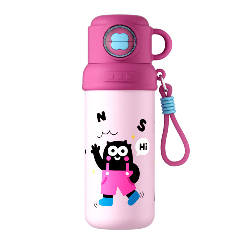 Alto valor facial encantador niño taza de aislamiento de acero inoxidable de gran capacidad taza de paja de tres bebidas taza portátil