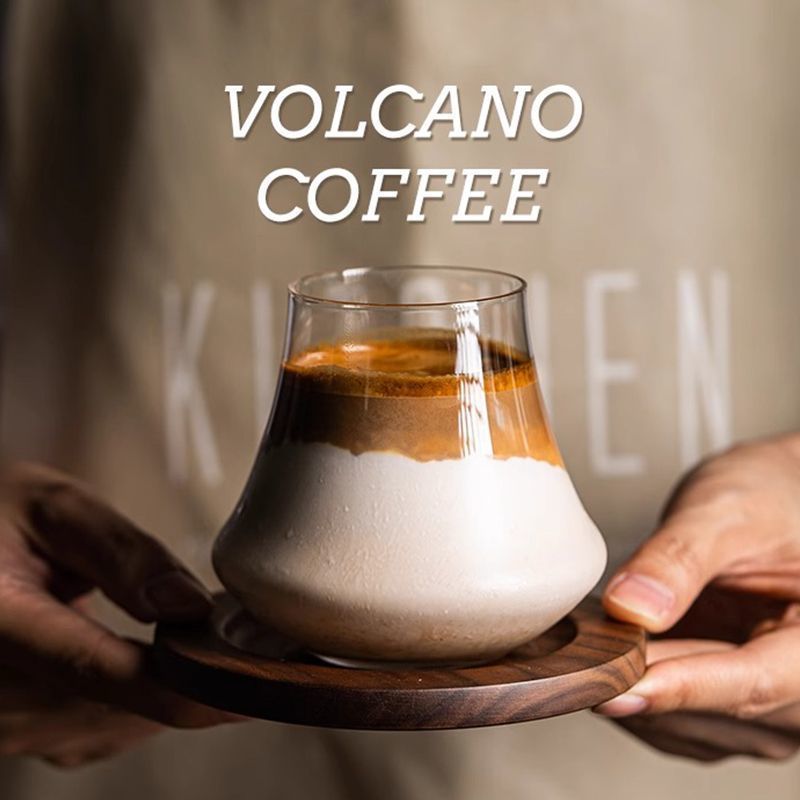 Japanese-Style Mount Fuji Glass Coffee Cup Trendy Cup Design Niche Aesthetic Glass Cup Dirty Coffee Cup