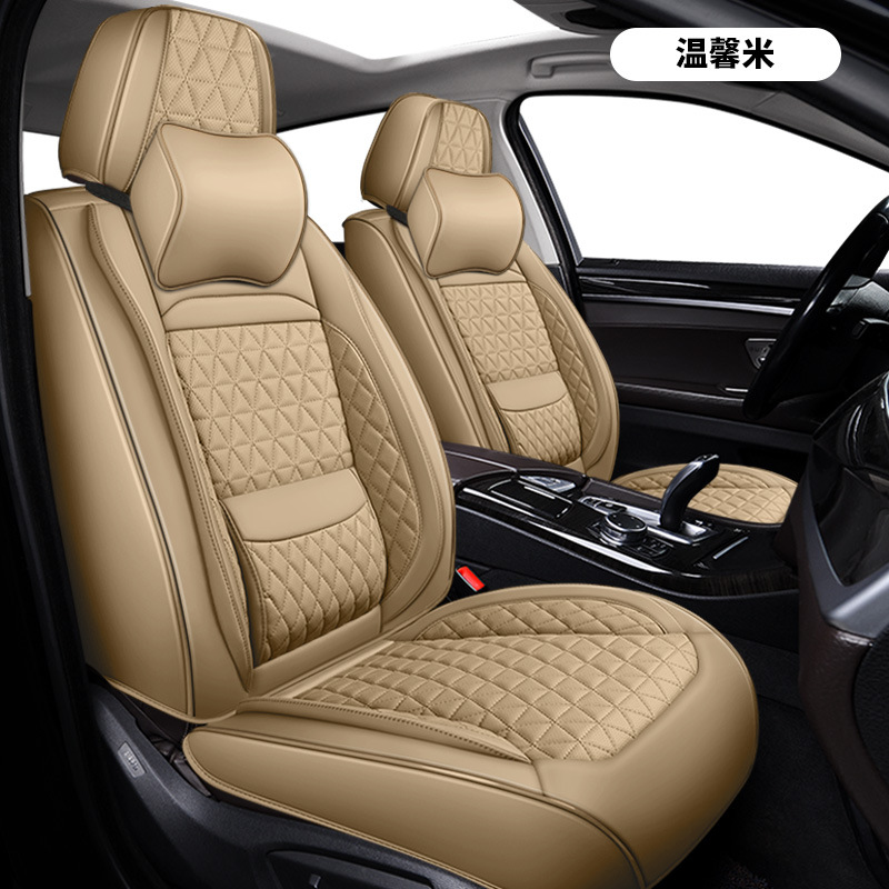 Four-Season Universal Car Seat Covers for Five-Seater Cars, Luxury Seat Covers, Breathable Linen Car Seat Cushions, Decorative Pads