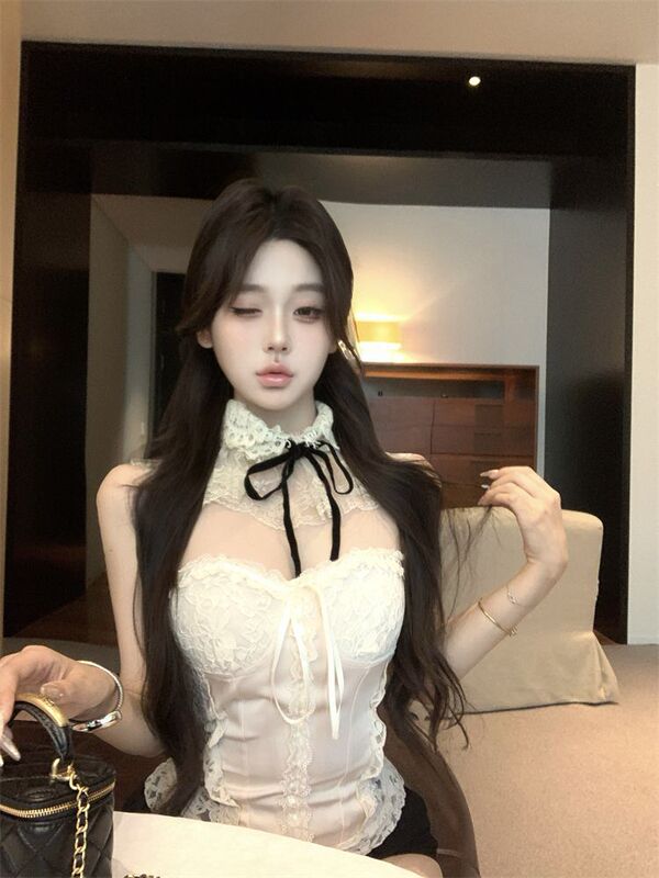 Lace Splicing Sleeveless Tube Top Women's Summer Slim Fit Inner Wear Pure Sexy Hot Girl Short Top