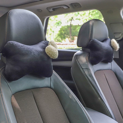 Cushion, Neck Pillow, Car Seat: Headrest - black-beige-love-pair