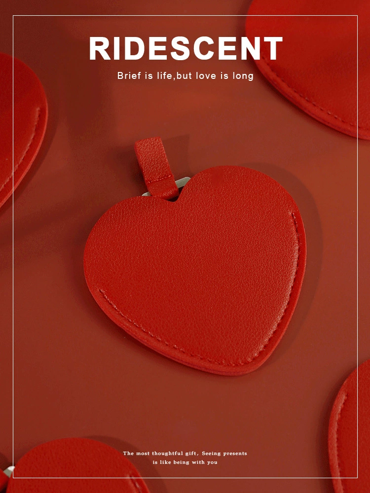 Сувенирное портативное зеркало подружки невесты с красным сердцем, мини-портативное зеркало для макияжа, красивые линзы из нержавеющей стали