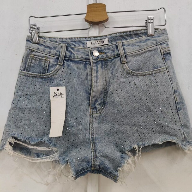 Dark Blue American-Style Slim-Fit Denim Shorts, High-Waisted Hot Pants, Summer Straight-Leg Stretch Pants, Versatile