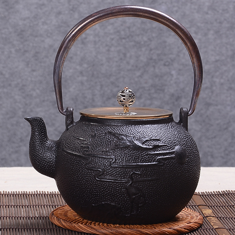 Dianggong Tang Dragon y Phoenix Opera Perla olla de hierro imitación japonesa del Sur antigua olla de hierro tetera sin recubrimiento juego de té de Kung Fu