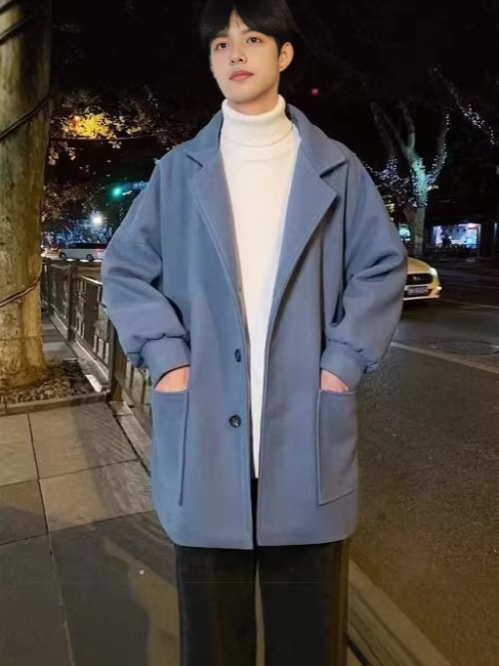 Nuevo abrigo de lana transfronterizo tendencia de primavera de hombre guapo abrigo de moda de primavera ocio tendencia de abrigo de otoño