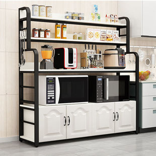 Kitchen Storage Rack, Floor-Standing Multi-Layer Organizer, Microwave Oven Spice Rack, Household Bowl and Spice Storage Rack