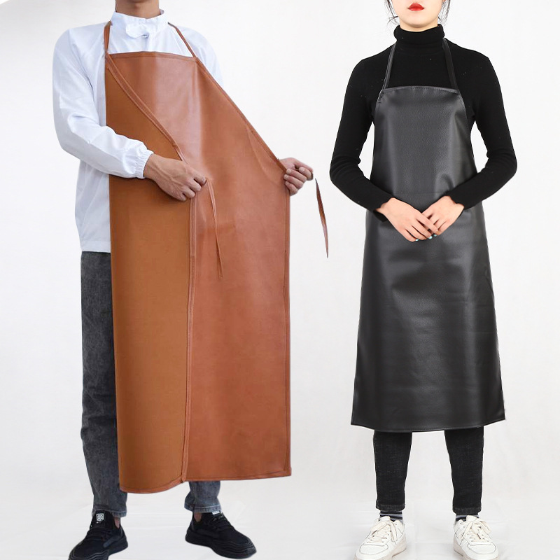 Waterproof and oil-proof leather waist men's work labor protection wear-resistant working long home cooking kitchen pu soft leather apron