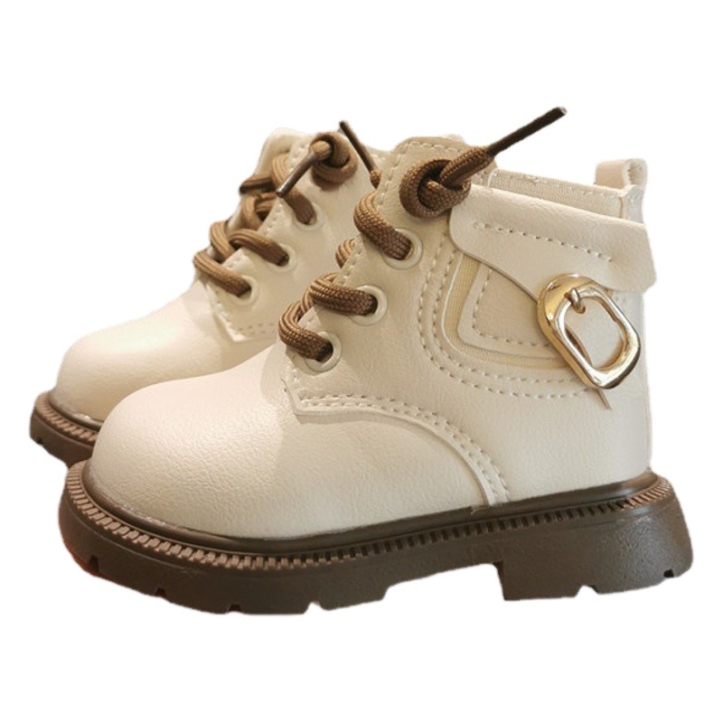 Zapatos de invierno para niños forrados de lana gruesa Martin botas de cuero botas cortas zapatos de bebé Niño 0-3 años zapatos de Bebé Zapatos de algodón