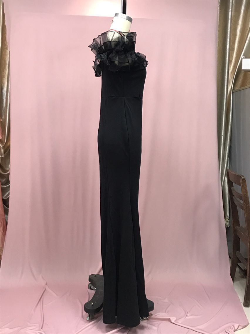 Elegantes Damen Strickkleid Mit Ein-schulter-schnitt Und Rüschen_voghion.com