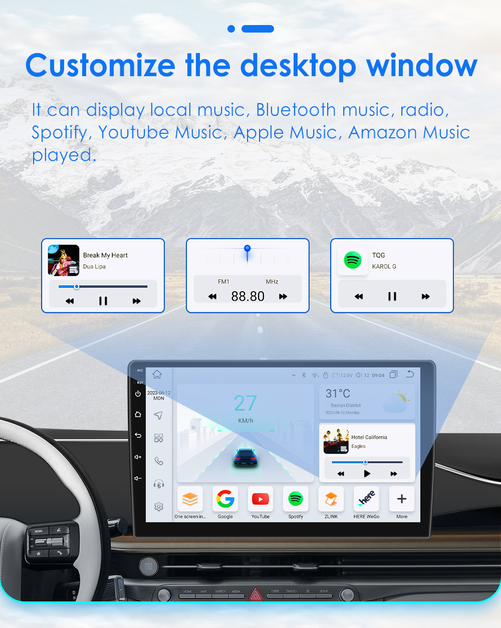 Cross-border 9-inch 10-inch universal machine Android smart car large screen navigation player reversing image all-in-one machine