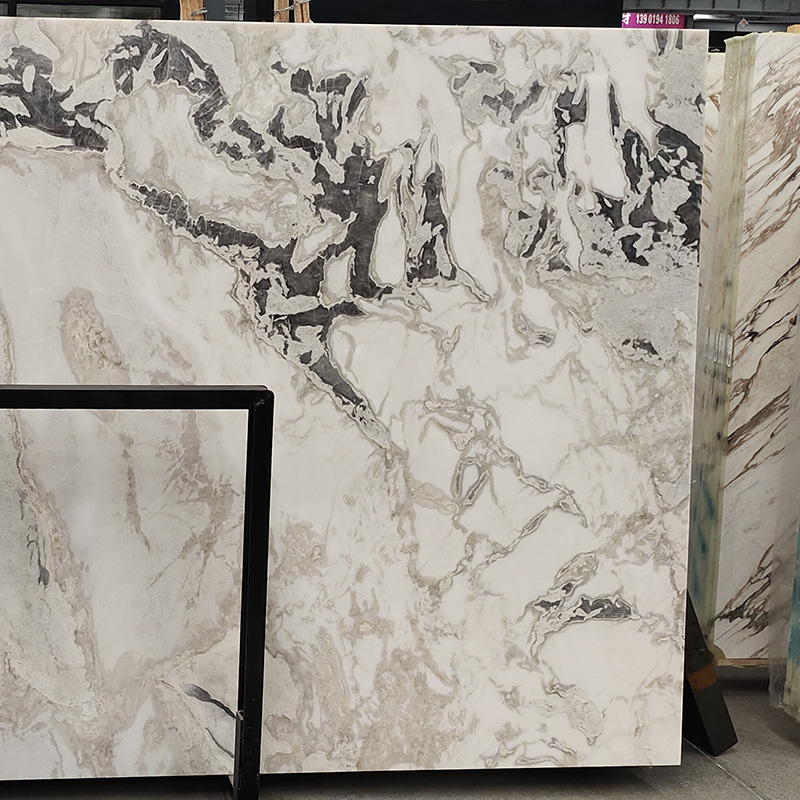 大花白石材酒店别墅全屋家装建筑工程原石加工复古鱼肚白色大理石