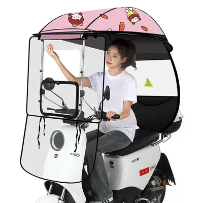 New model of fully enclosed electric Elektromobil üçün ön şüşə çətiri (günlük) - rotating-window-without-side-rails-pink-girl-car-mirror-model